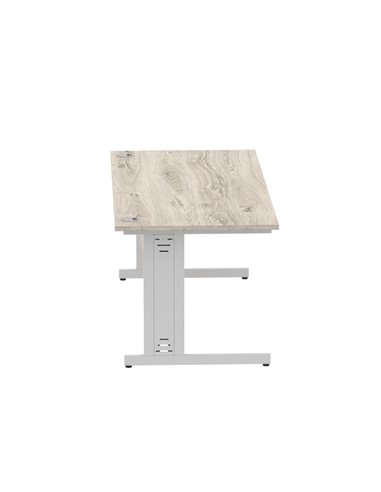 Dynamic Impulse 1800 x 800mm Straight Office Desk Grey Oak Top Silver Cable Managed Leg I003110