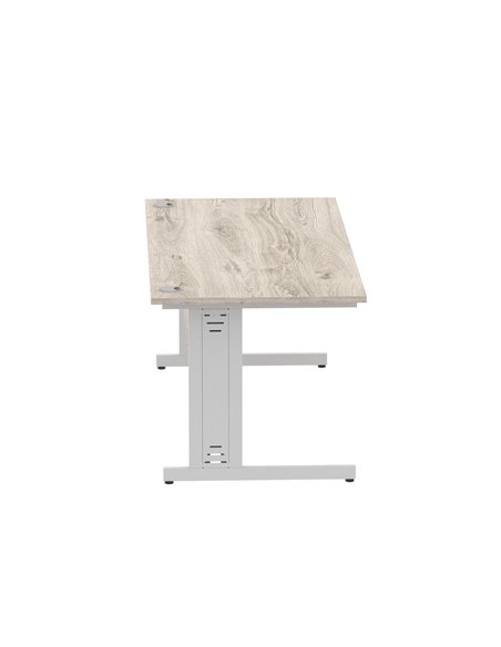 Dynamic Impulse 1800 x 800mm Straight Office Desk Grey Oak Top Silver Cable Managed Leg I003110 - pic 75770 | FastDaddyshop