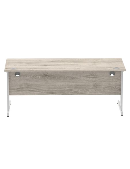 Dynamic Impulse 1800 x 800mm Straight Office Desk Grey Oak Top Silver Cable Managed Leg I003110 - pic 75772 | FastDaddyshop