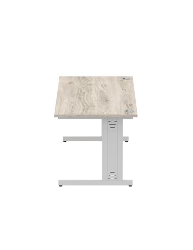 Dynamic Impulse 1800 x 800mm Straight Office Desk Grey Oak Top Silver Cable Managed Leg I003110