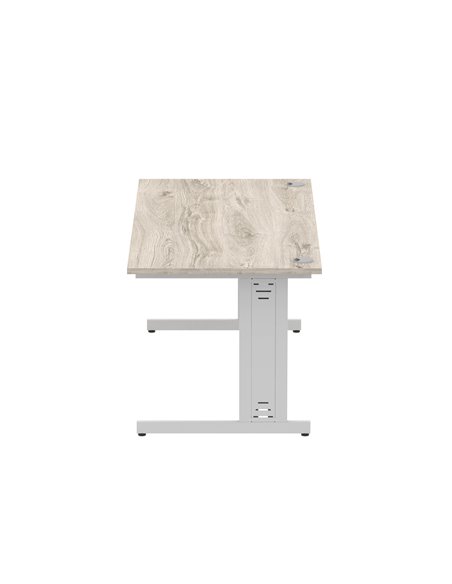 Dynamic Impulse 1800 x 800mm Straight Office Desk Grey Oak Top Silver Cable Managed Leg I003110 - pic 75774 | FastDaddyshop
