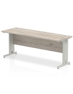 Dynamic Impulse 1800 x 600mm Straight Office Desk Grey Oak Top Silver Cable Managed Leg I003111