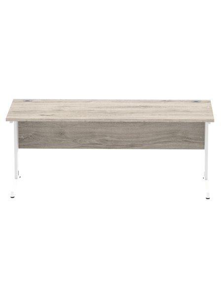 Dynamic Impulse 1800 x 800mm Straight Office Desk Grey Oak Top White Cable Managed Leg I003113 - pic 75778 | FastDaddyshop