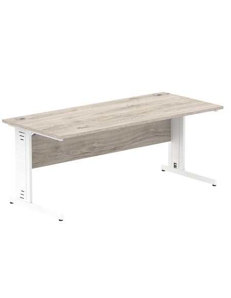 Dynamic Impulse 1800 x 800mm Straight Office Desk Grey Oak Top White Cable Managed Leg I003113 - pic 75779 | FastDaddyshop