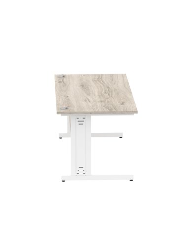 Dynamic Impulse 1800 x 800mm Straight Office Desk Grey Oak Top White Cable Managed Leg I003113