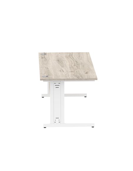 Dynamic Impulse 1800 x 800mm Straight Office Desk Grey Oak Top White Cable Managed Leg I003113 - pic 75780 | FastDaddyshop