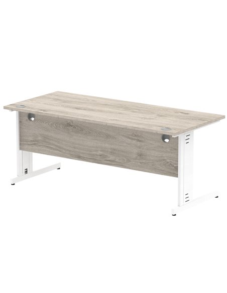 Dynamic Impulse 1800 x 800mm Straight Office Desk Grey Oak Top White Cable Managed Leg I003113 - pic 75781 | FastDaddyshop