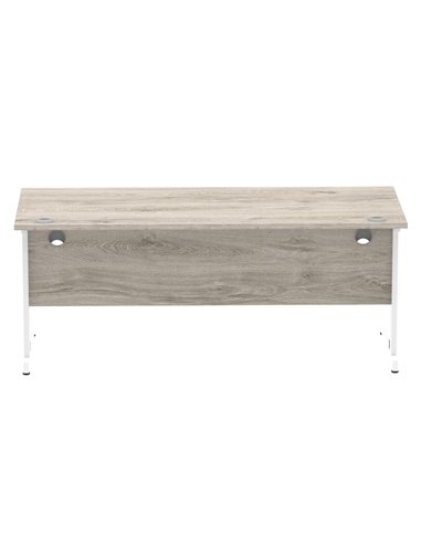 Dynamic Impulse 1800 x 800mm Straight Office Desk Grey Oak Top White Cable Managed Leg I003113