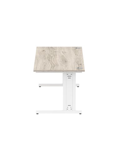 Dynamic Impulse 1800 x 800mm Straight Office Desk Grey Oak Top White Cable Managed Leg I003113