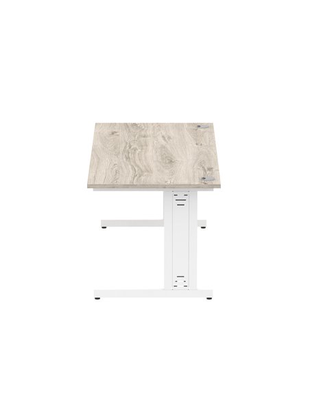 Dynamic Impulse 1800 x 800mm Straight Office Desk Grey Oak Top White Cable Managed Leg I003113 - pic 75784 | FastDaddyshop