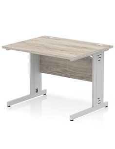 Dynamic Impulse 1000 x 800mm Straight Office Desk Grey Oak Top Silver Cable Managed Leg I003531
