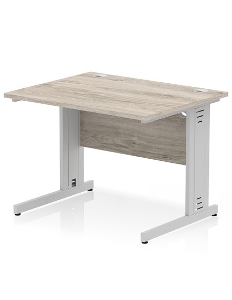 Dynamic Impulse 1000 x 800mm Straight Office Desk Grey Oak Top Silver Cable Managed Leg I003531 - pic 75785 | FastDaddyshop