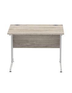 Dynamic Impulse 1000 x 800mm Straight Office Desk Grey Oak Top Silver Cable Managed Leg I003531 2