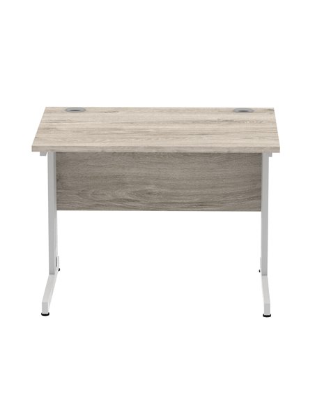 Dynamic Impulse 1000 x 800mm Straight Office Desk Grey Oak Top Silver Cable Managed Leg I003531 - pic 75786 | FastDaddyshop