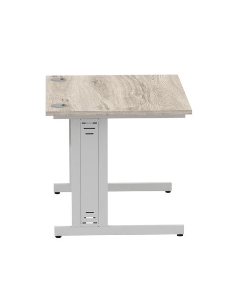 Dynamic Impulse 1000 x 800mm Straight Office Desk Grey Oak Top Silver Cable Managed Leg I003531 - pic 75788 | FastDaddyshop