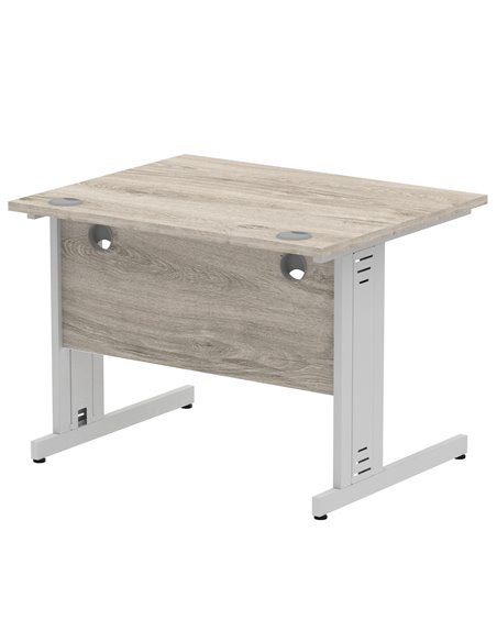 Dynamic Impulse 1000 x 800mm Straight Office Desk Grey Oak Top Silver Cable Managed Leg I003531 - pic 75789 | FastDaddyshop