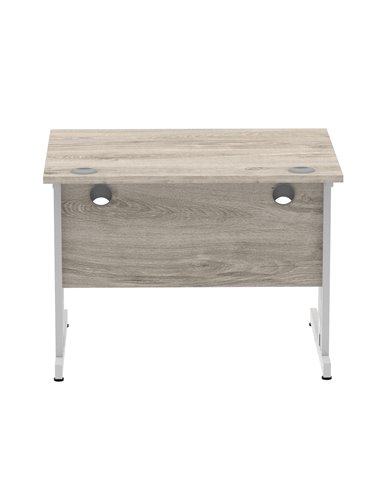 Dynamic Impulse 1000 x 800mm Straight Office Desk Grey Oak Top Silver Cable Managed Leg I003531