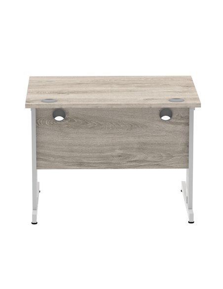 Dynamic Impulse 1000 x 800mm Straight Office Desk Grey Oak Top Silver Cable Managed Leg I003531 - pic 75790 | FastDaddyshop