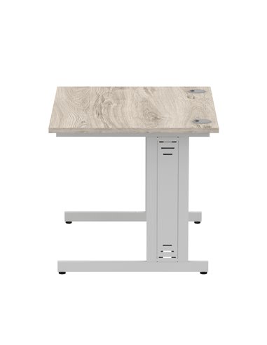 Dynamic Impulse 1000 x 800mm Straight Office Desk Grey Oak Top Silver Cable Managed Leg I003531