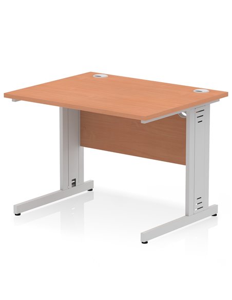 Dynamic Impulse 1000 x 800mm Straight Office Desk Beech Top Silver Cable Managed Leg I003536 - pic 75793 | FastDaddyshop