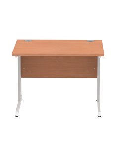 Dynamic Impulse 1000 x 800mm Straight Office Desk Beech Top Silver Cable Managed Leg I003536 2
