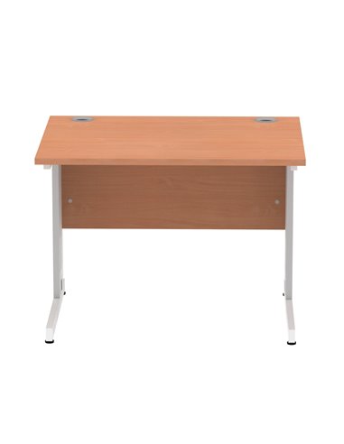 Dynamic Impulse 1000 x 800mm Straight Office Desk Beech Top Silver Cable Managed Leg I003536