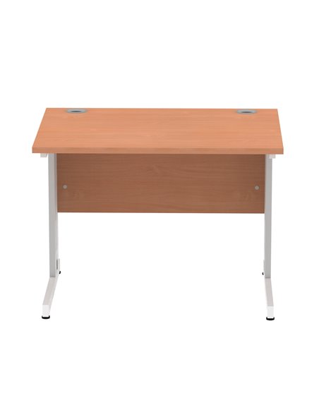 Dynamic Impulse 1000 x 800mm Straight Office Desk Beech Top Silver Cable Managed Leg I003536 - pic 75794 | FastDaddyshop