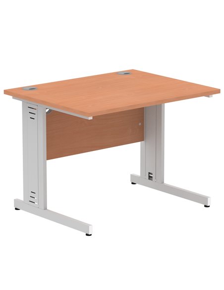 Dynamic Impulse 1000 x 800mm Straight Office Desk Beech Top Silver Cable Managed Leg I003536 - pic 75795 | FastDaddyshop