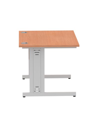 Dynamic Impulse 1000 x 800mm Straight Office Desk Beech Top Silver Cable Managed Leg I003536