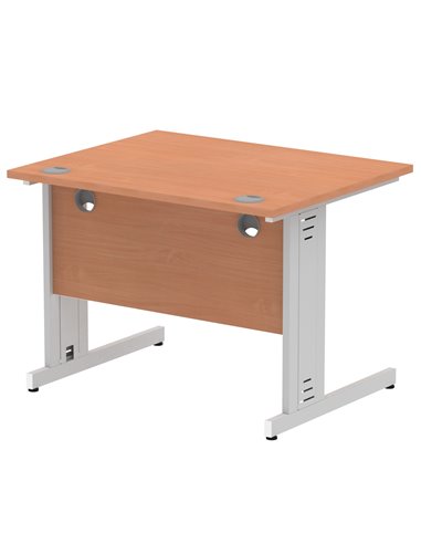 Dynamic Impulse 1000 x 800mm Straight Office Desk Beech Top Silver Cable Managed Leg I003536