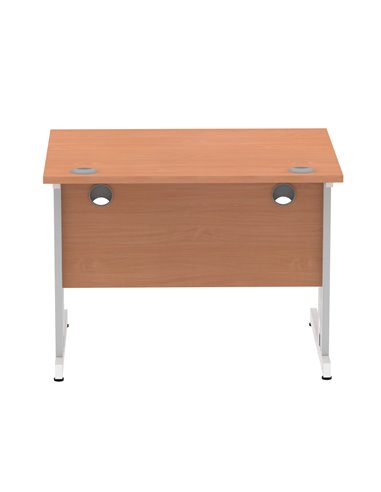 Dynamic Impulse 1000 x 800mm Straight Office Desk Beech Top Silver Cable Managed Leg I003536