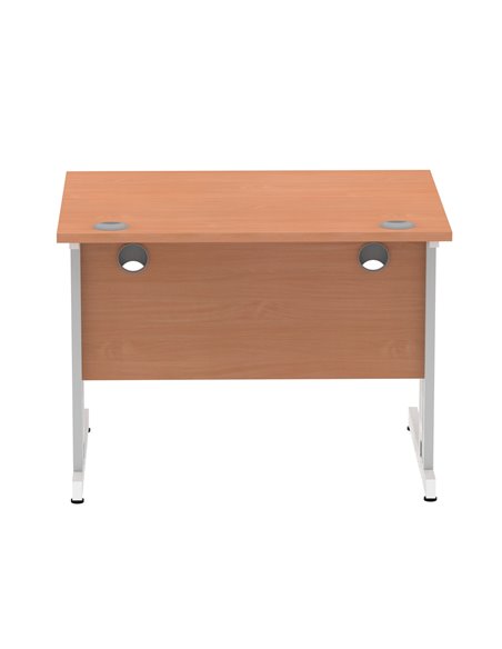 Dynamic Impulse 1000 x 800mm Straight Office Desk Beech Top Silver Cable Managed Leg I003536 - pic 75798 | FastDaddyshop