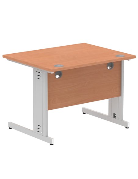Dynamic Impulse 1000 x 800mm Straight Office Desk Beech Top Silver Cable Managed Leg I003536 - pic 75799 | FastDaddyshop