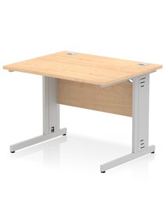 Dynamic Impulse 1000 x 800mm Straight Office Desk Maple Top Silver Cable Managed Leg I003537