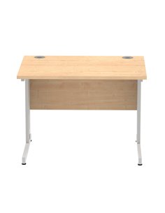 Dynamic Impulse 1000 x 800mm Straight Office Desk Maple Top Silver Cable Managed Leg I003537 2