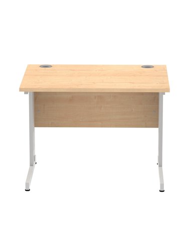Dynamic Impulse 1000 x 800mm Straight Office Desk Maple Top Silver Cable Managed Leg I003537