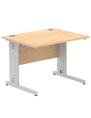 Dynamic Impulse 1000 x 800mm Straight Office Desk Maple Top Silver Cable Managed Leg I003537