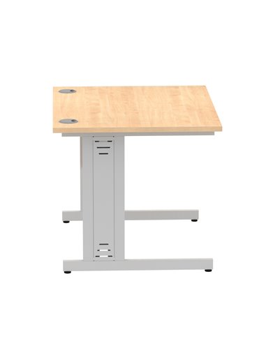 Dynamic Impulse 1000 x 800mm Straight Office Desk Maple Top Silver Cable Managed Leg I003537