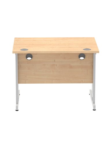 Dynamic Impulse 1000 x 800mm Straight Office Desk Maple Top Silver Cable Managed Leg I003537