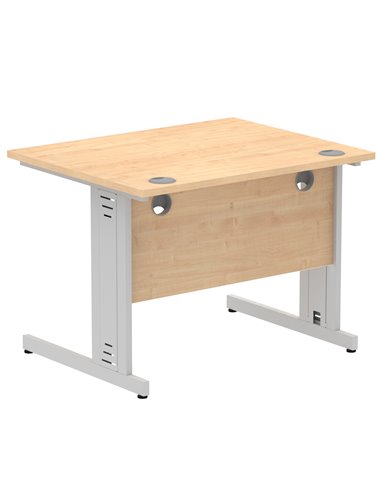 Dynamic Impulse 1000 x 800mm Straight Office Desk Maple Top Silver Cable Managed Leg I003537