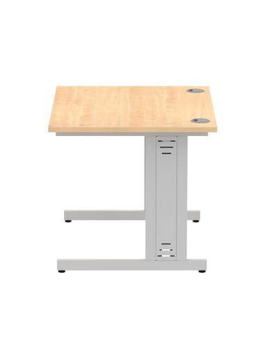 Dynamic Impulse 1000 x 800mm Straight Office Desk Maple Top Silver Cable Managed Leg I003537