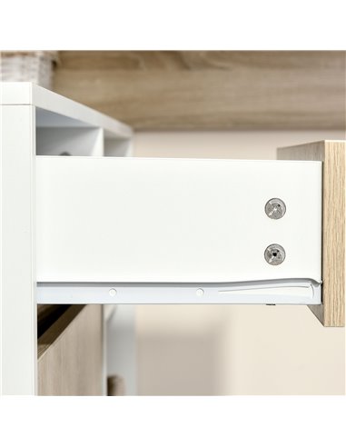 HOMCOM L-Shaped Corner Computer Desk Study Table PC Work w/ Storage Shelf Drawer Office, Oak and White