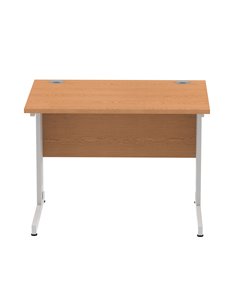Dynamic Impulse 1000 x 800mm Straight Office Desk Oak Top Silver Cable Managed Leg I003538 2