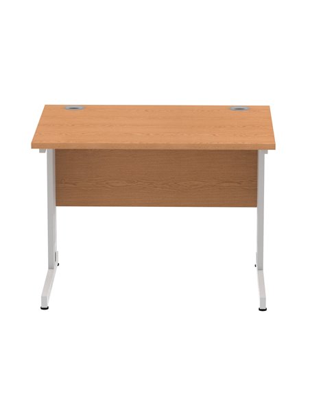 Dynamic Impulse 1000 x 800mm Straight Office Desk Oak Top Silver Cable Managed Leg I003538 - pic 75810 | FastDaddyshop