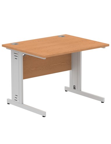 Dynamic Impulse 1000 x 800mm Straight Office Desk Oak Top Silver Cable Managed Leg I003538