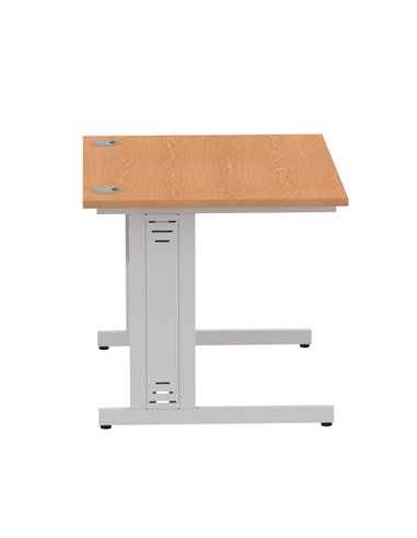 Dynamic Impulse 1000 x 800mm Straight Office Desk Oak Top Silver Cable Managed Leg I003538