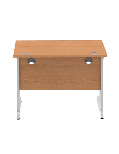 Dynamic Impulse 1000 x 800mm Straight Office Desk Oak Top Silver Cable Managed Leg I003538