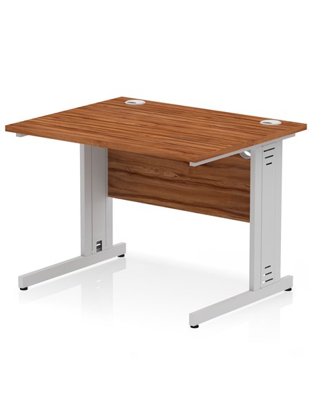 Dynamic Impulse 1000 x 800mm Straight Office Desk Walnut Top Silver Cable Managed Leg I003539 - pic 75817 | FastDaddyshop