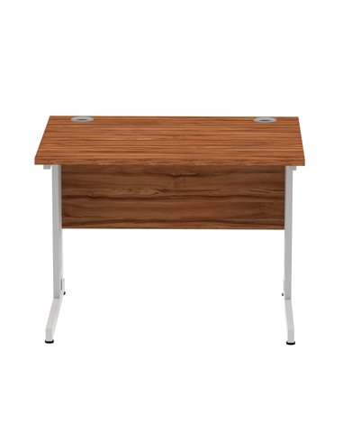 Dynamic Impulse 1000 x 800mm Straight Office Desk Walnut Top Silver Cable Managed Leg I003539