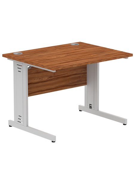 Dynamic Impulse 1000 x 800mm Straight Office Desk Walnut Top Silver Cable Managed Leg I003539 - pic 75819 | FastDaddyshop